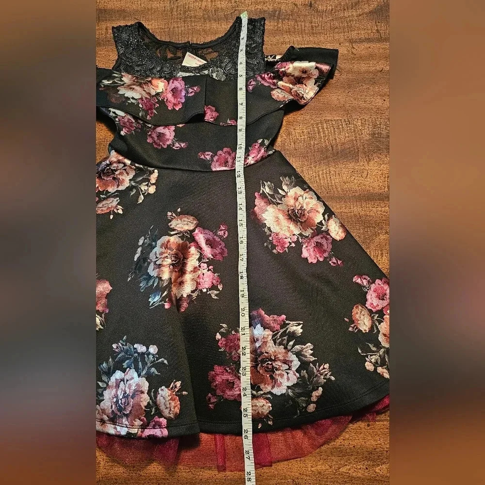 Beautees Girls Floral Lace Cold Shoulder Holiday Dress Size 7 NWT - Picture 10 of 15